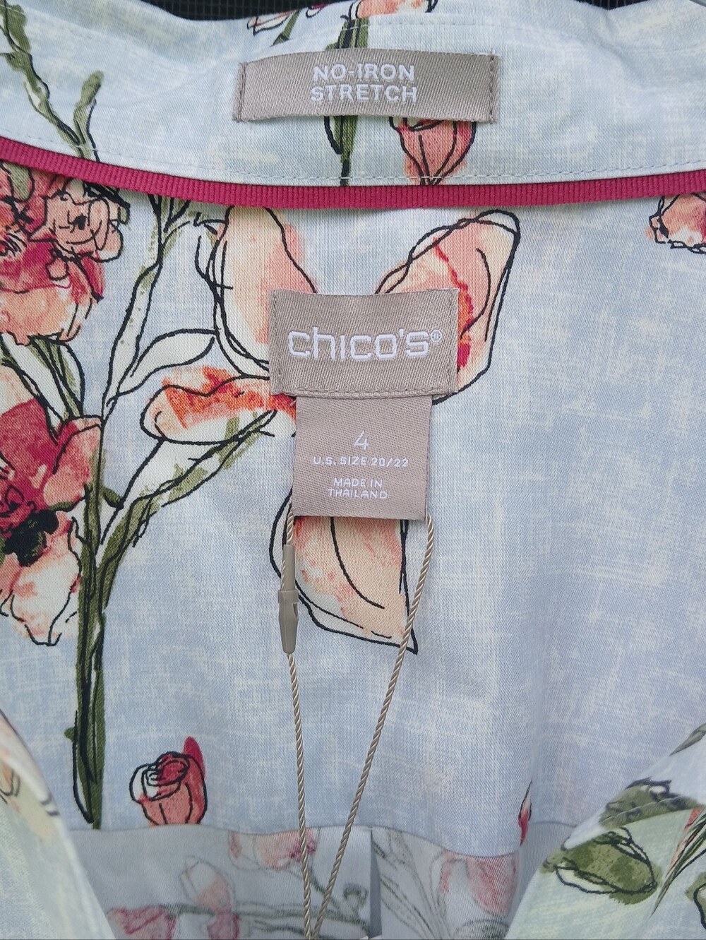 NWT Chicos Blue Floral Blouse Summer Shirt Top Sz Chicos 4 Sz Womens 2X - Picture 4 of 10